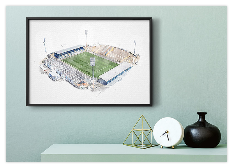 Darmstadt Fussball Stadion - Aquarell Kunstdruck Poster