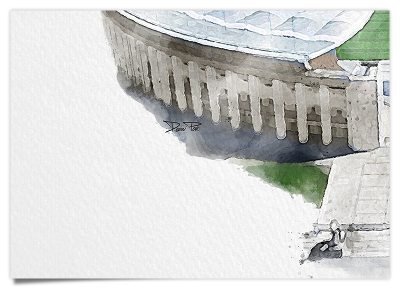 Berlin Olympiastadion Fussball - Aquarell Kunstdruck Poster