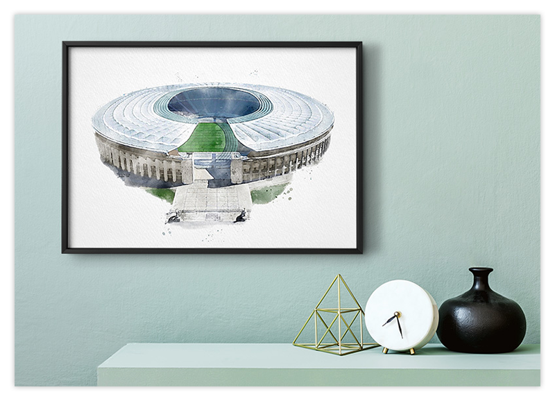 Berlin Olympiastadion Fussball - Aquarell Kunstdruck Poster