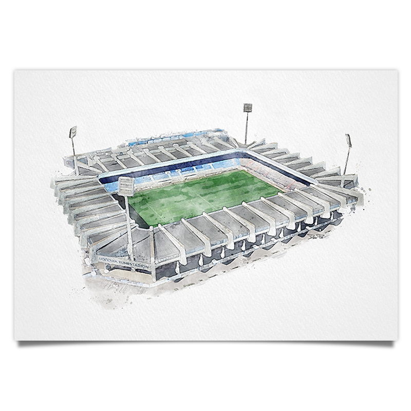 Bochum Fussball Stadion - Aquarell Kunstdruck Poster