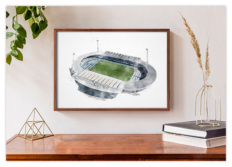 Braunschweig Fussball Stadion - Aquarell Kunstdruck Poster