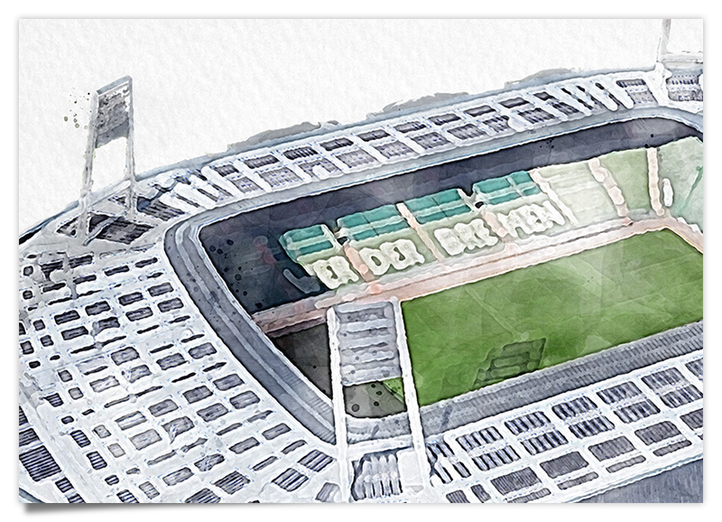 Bremen Fussball Stadion - Aquarell Kunstdruck Poster