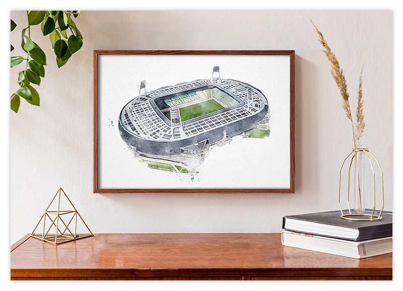 Bremen Fussball Stadion - Aquarell Kunstdruck Poster