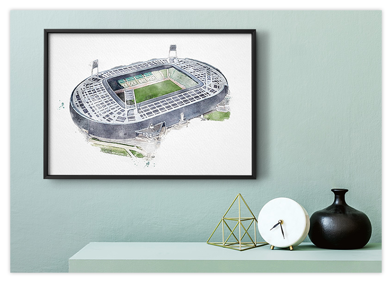 Bremen Fussball Stadion - Aquarell Kunstdruck Poster