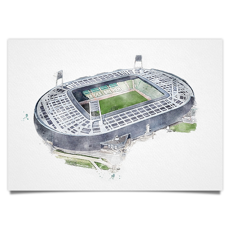 Bremen Fussball Stadion - Aquarell Kunstdruck Poster