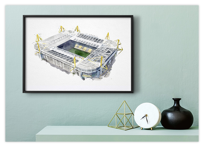 Dortmund Fussball Stadion - Aquarell Kunstdruck Poster