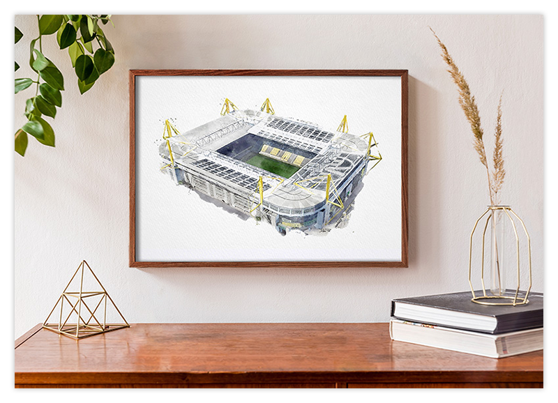 Dortmund Fussball Stadion - Aquarell Kunstdruck Poster