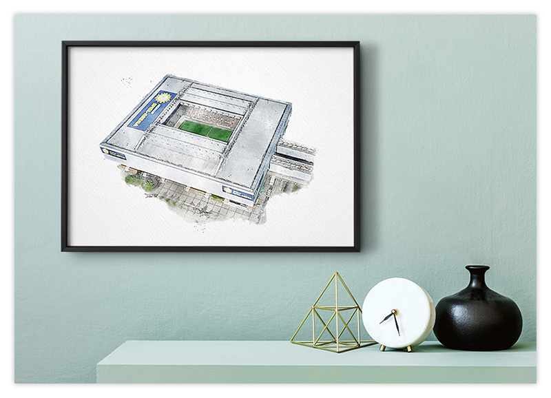 Düsseldorf Fussball Stadion - Aquarell Kunstdruck Poster