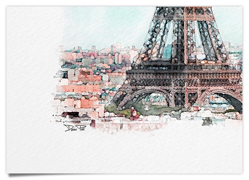 Eiffelturm - Paris - Aquarell Kunstdruck