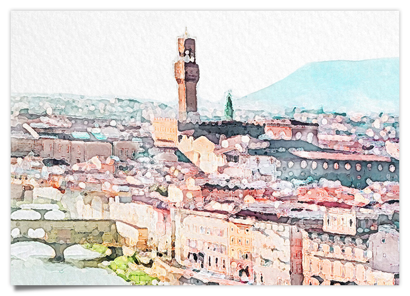 Florenz - Italien - Aquarell Kunstdruck