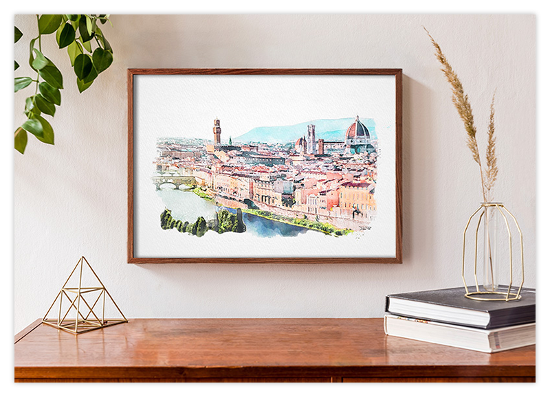 Florenz - Italien - Aquarell Kunstdruck