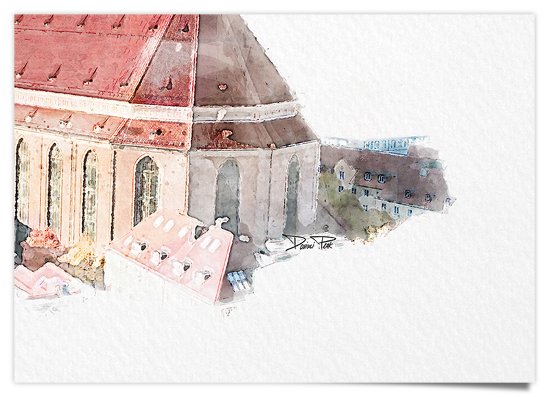 Frauenkirche München - Aquarell Kunstdruck