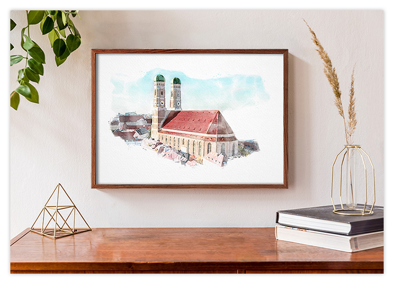 Frauenkirche München - Aquarell Kunstdruck