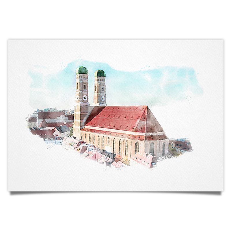 Frauenkirche München - Aquarell Kunstdruck