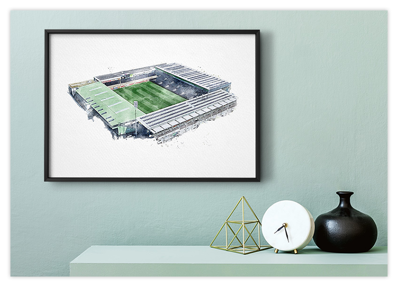 Freiburg Fussball Stadion - Aquarell Kunstdruck Poster