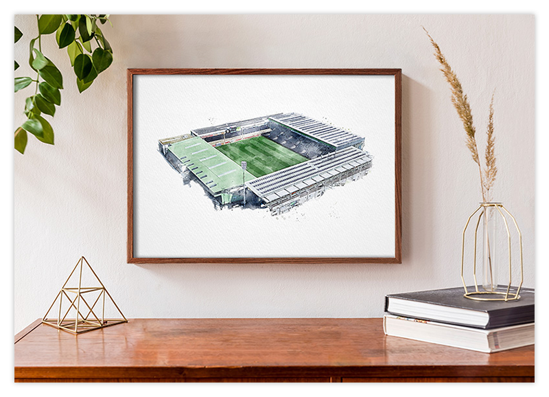 Freiburg Fussball Stadion - Aquarell Kunstdruck Poster