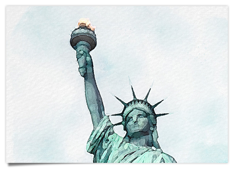 Freiheitsstatue - New York - Aquarell Kunstdruck