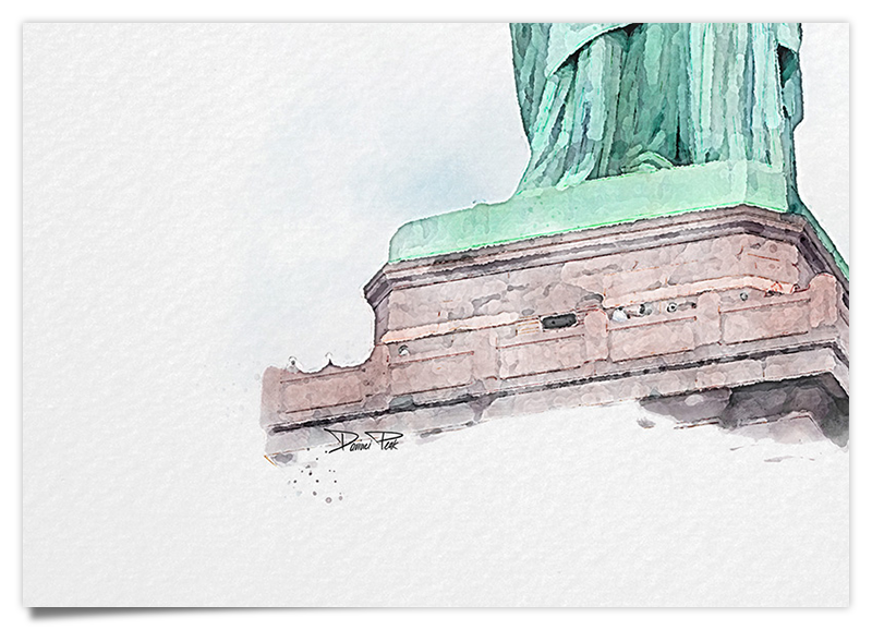 Freiheitsstatue - New York - Aquarell Kunstdruck