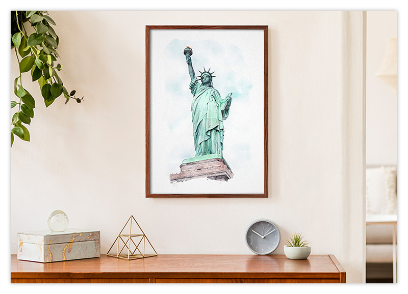 Freiheitsstatue - New York - Aquarell Kunstdruck