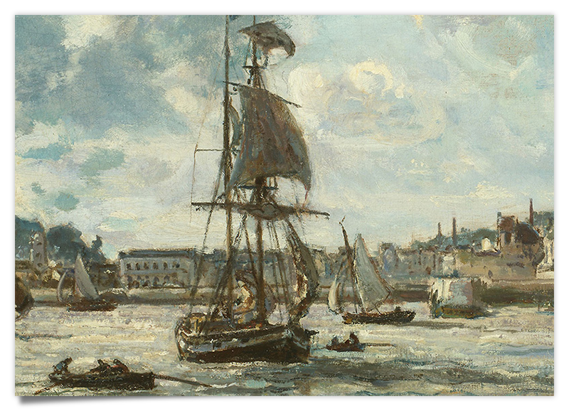 Hafen von Honfleur mit Segelschiff - Ölgemälde Kunstdruck