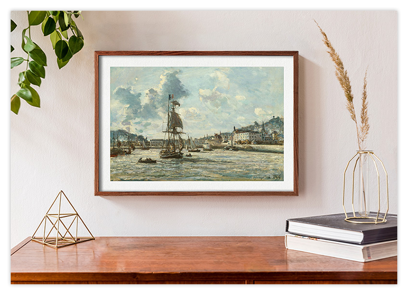 Hafen von Honfleur mit Segelschiff - Ölgemälde Kunstdruck