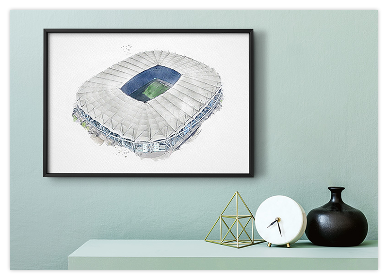 Hamburg Altona Fussball Stadion - Aquarell Kunstdruck Poster