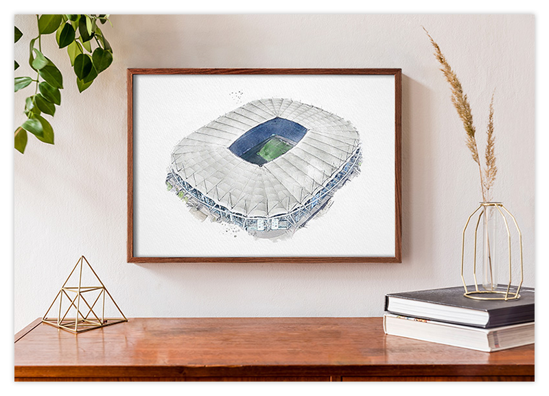 Hamburg Altona Fussball Stadion - Aquarell Kunstdruck Poster