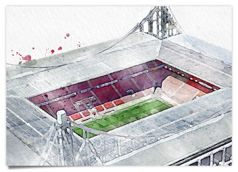 Köln Fussball Stadion - Aquarell Kunstdruck Poster