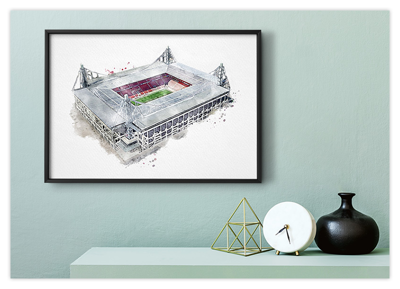 Köln Fussball Stadion - Aquarell Kunstdruck Poster