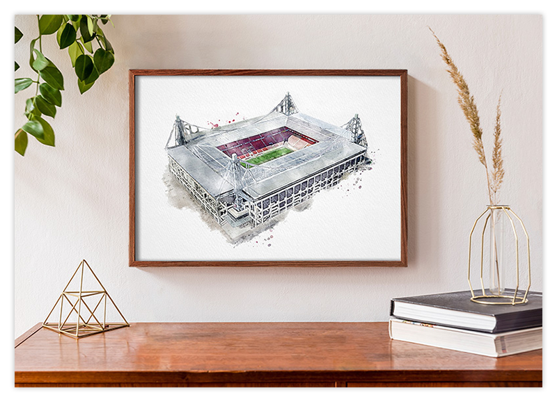 Köln Fussball Stadion - Aquarell Kunstdruck Poster