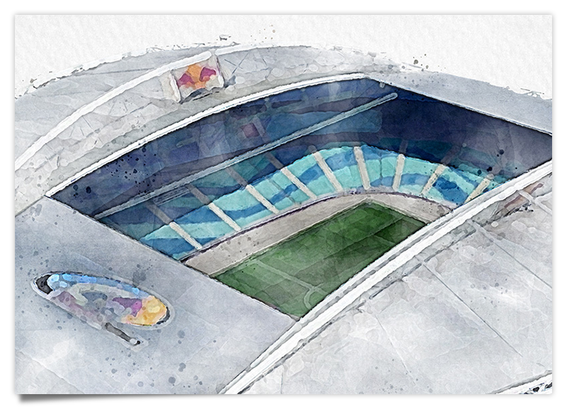 Leipzig Fussball Stadion - Aquarell Kunstdruck Poster