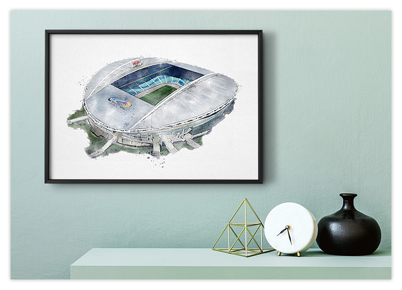 Leipzig Fussball Stadion - Aquarell Kunstdruck Poster