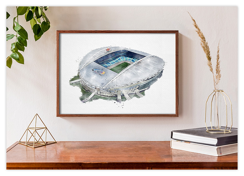 Leipzig Fussball Stadion - Aquarell Kunstdruck Poster