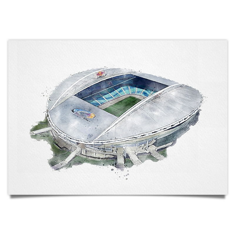 Leipzig Fussball Stadion - Aquarell Kunstdruck Poster