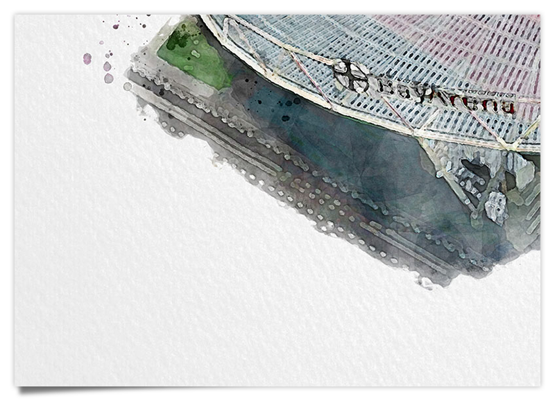 Leverkusen Fussball Stadion - Aquarell Kunstdruck Poster