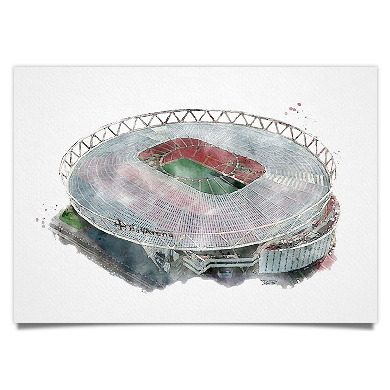 Leverkusen Fussball Stadion - Aquarell Kunstdruck Poster