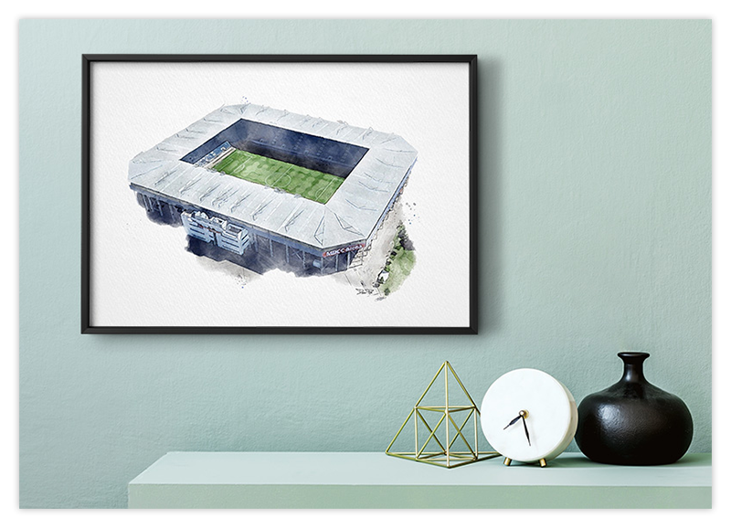 Magdeburg Fussball Stadion - Aquarell Kunstdruck Poster