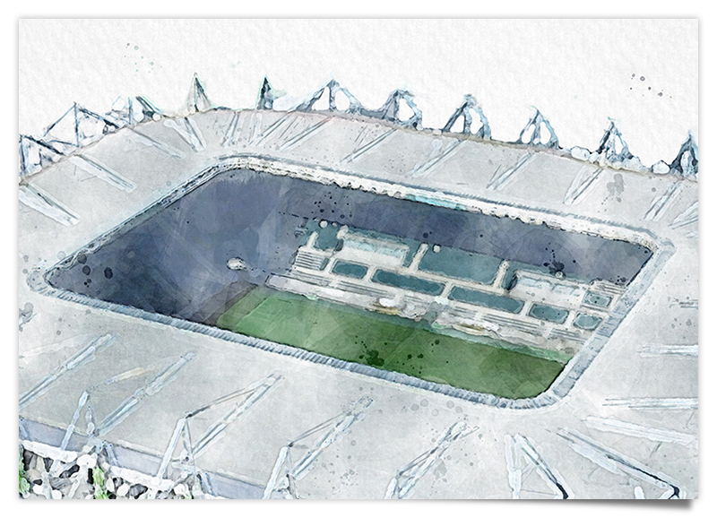 Mönchengladbach Fussball Stadion - Aquarell Kunstdruck Poster