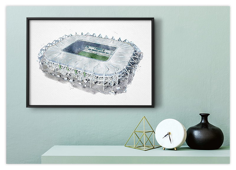 Mönchengladbach Fussball Stadion - Aquarell Kunstdruck Poster