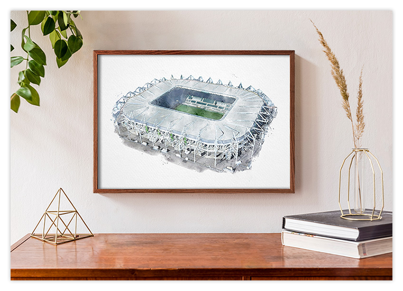 Mönchengladbach Fussball Stadion - Aquarell Kunstdruck Poster