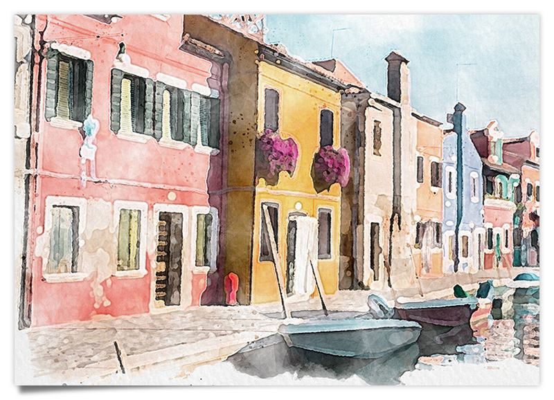 Murano - Burano - Aquarell Kunstdruck