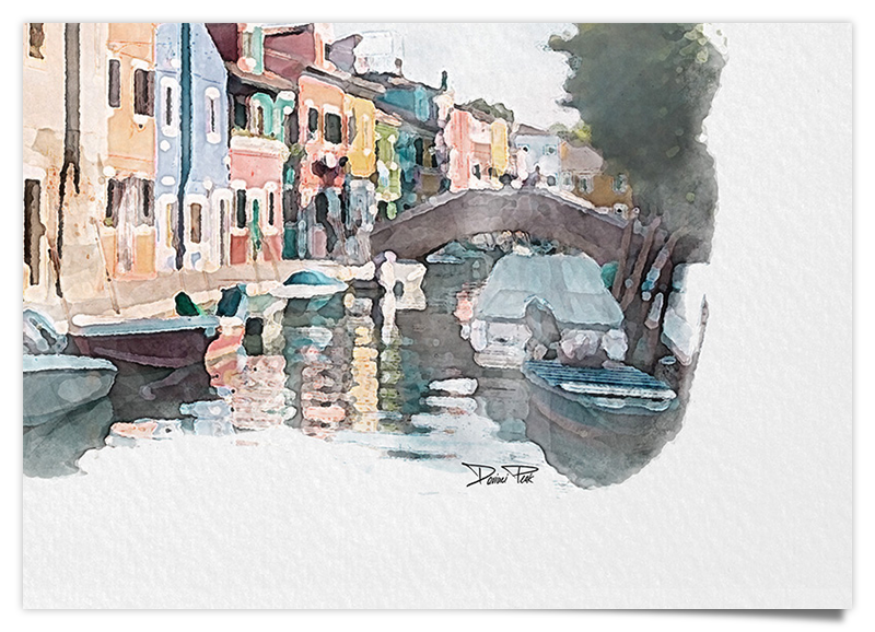 Murano - Burano - Aquarell Kunstdruck