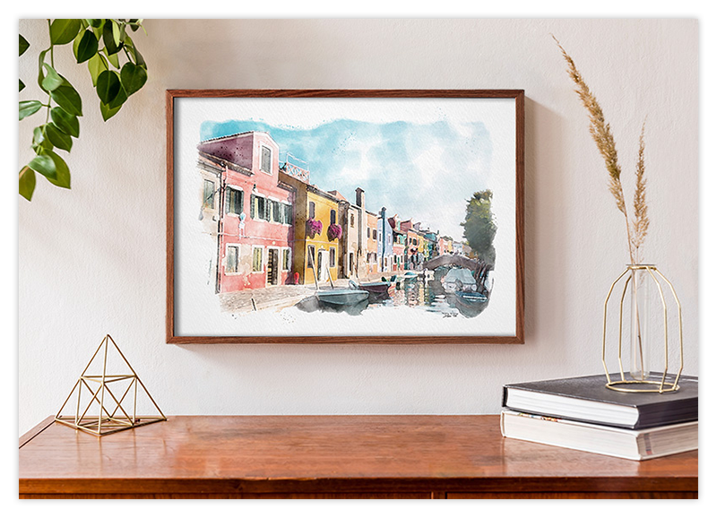 Murano - Burano - Aquarell Kunstdruck