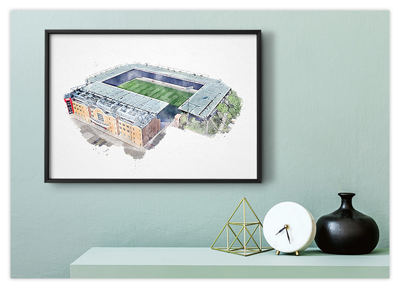 Ost Berlin Fussball Stadion - Aquarell Kunstdruck Poster