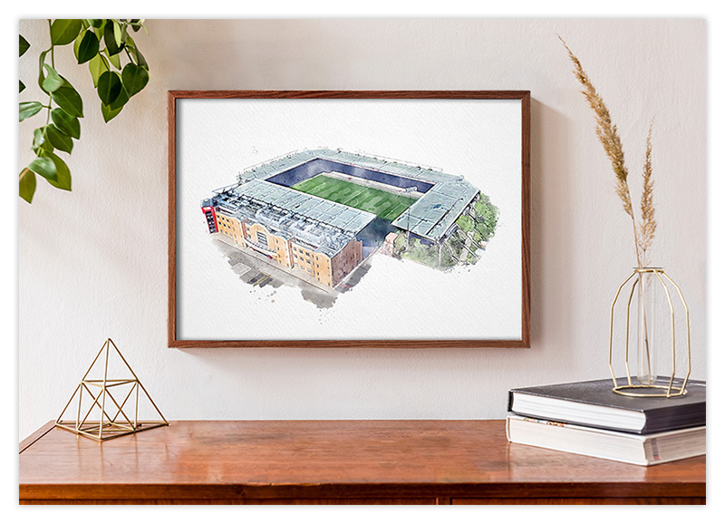 Ost Berlin Fussball Stadion - Aquarell Kunstdruck Poster