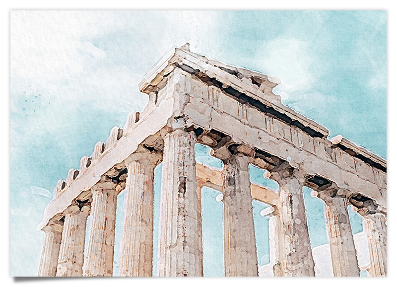 Parthenon Tempel Akropolis - Aquarell Kunstdruck