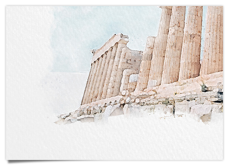 Parthenon Tempel Akropolis - Aquarell Kunstdruck