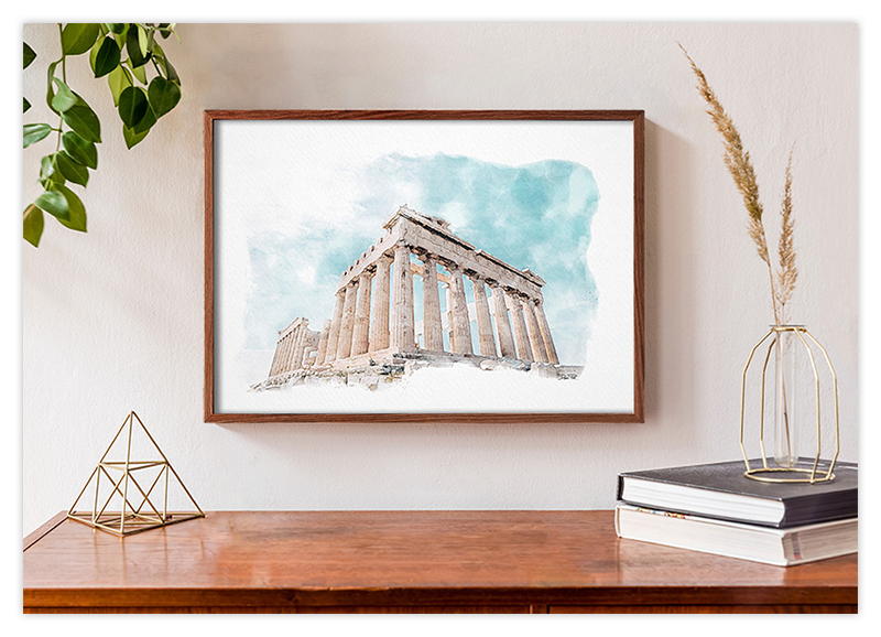 Parthenon Tempel Akropolis - Aquarell Kunstdruck