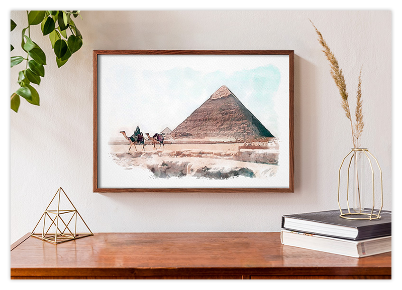 Pyramiden von Gizeh - Ägypten - Aquarell Kunstdruck