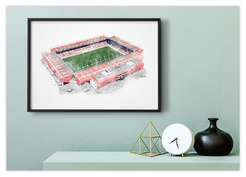 Regensburg Fussball Stadion - Aquarell Kunstdruck Poster